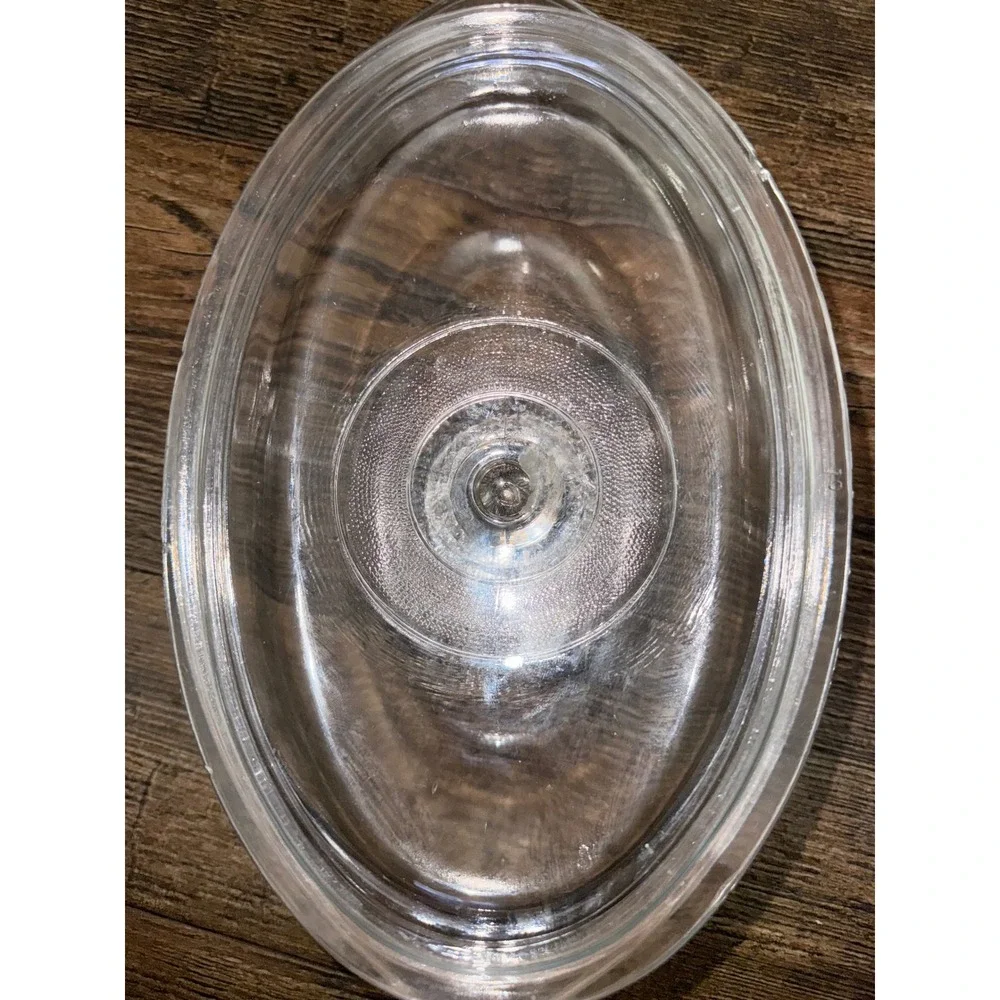 Vintage‎ Clear Glass Oval Casserole Dish with Lid Oven Safe Serving Bowl